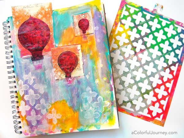 She started this art journal page with a big random mess and the shares it layer by layer!