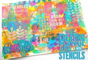 Creating playful layers with stencils workshop with Carolyn Dube