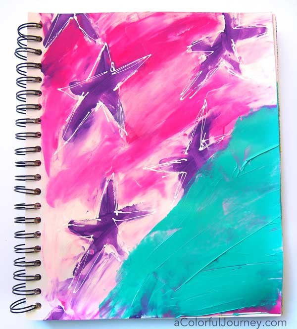 Carolyn is sharing how she went step by step from loving her art journal page to hating it and back again to loving it.