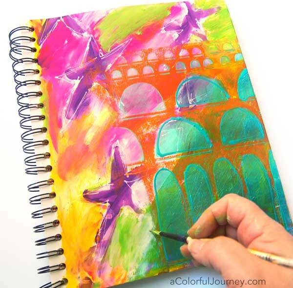 Carolyn is sharing how she went step by step from loving her art journal page to hating it and back again to loving it.
