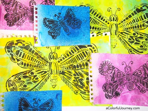 Video creating a fun layered butterfly book for journaling from a stencil