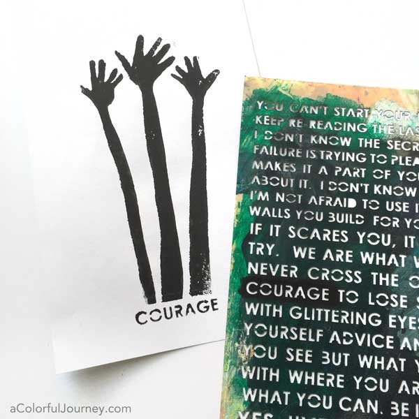 A hand carved stamp and a powerful word to create a heartfelt card