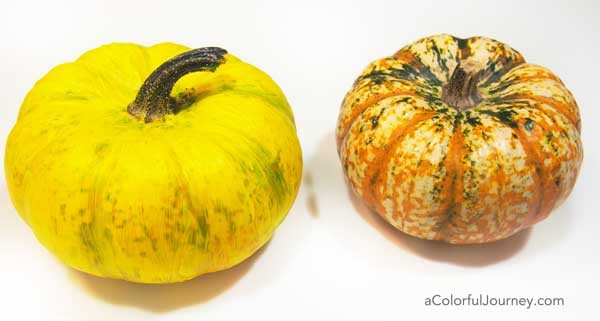 What I learned painting pumpkins...and how ended up just using spray inks on them.