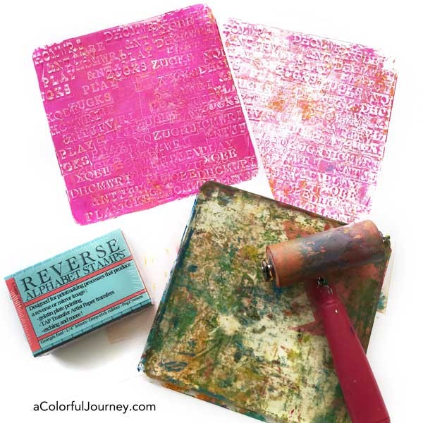 Video using reverse alphabet stamps for Gelli printing- 