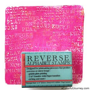 Video using reverse alphabet stamps for Gelli printing-