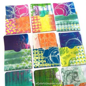 Using gelli prints to make playful library pockets with a Sizzix die