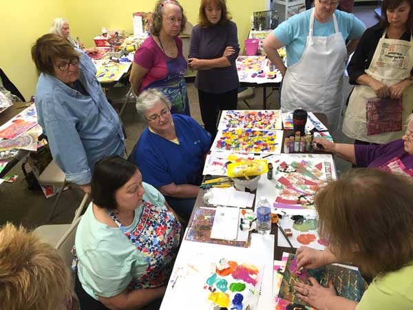 Student play at Simply Said Rubber Stamps with Carolyn Dube