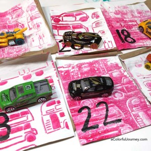 Video showing how to get use a Gelli Plate and a stencil to make wrapping paper and then create quick sewn pouches to wrap advent calendar gifts quickly!