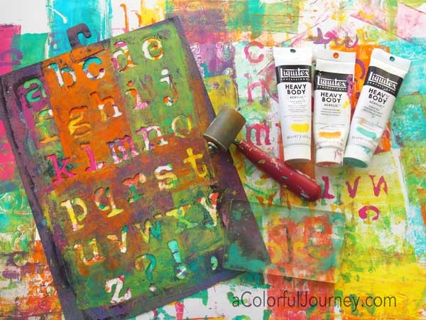 Video Using a Little Gelli Plate® and a Big Stencil for Happy Art Play