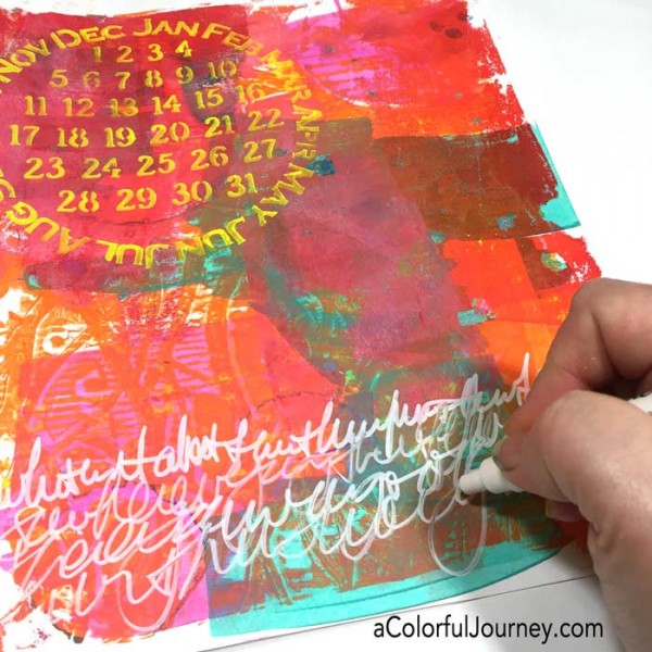 Video capturing the artistic battle between the right and left sides of Carolyn's brain as she makes an art journal page on a Gelli print!