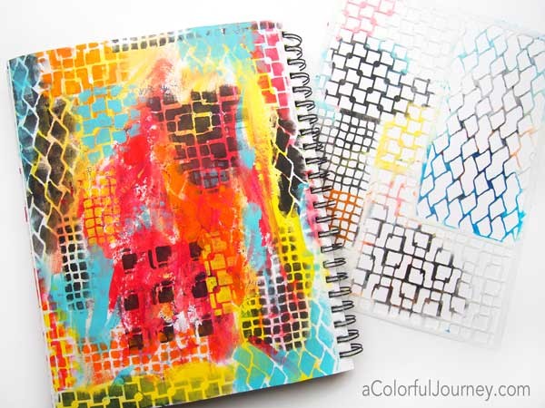 Fun video sharing how to use all the patterns on one stencil to make an art journal background!