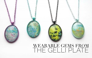 Making jewelry with Gelli printed® packing tape workshop with Carolyn Dube