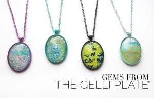 Making jewelry with Gelli printed® packing tape workshop with Carolyn Dube