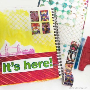 Video tutorial using supplies from the hardware store with a Gelli Plate® in an art journal for the Let's Play link party