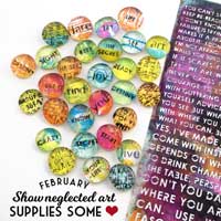 Video showing how to use a stencil to make word pebbles with Gelli printed® papers for the Let’s Play link party