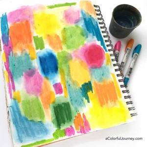 What are distress crayons from TIm Holtz? Video showing how to use them in an art journal and what pens will write on it by Carolyn Dube