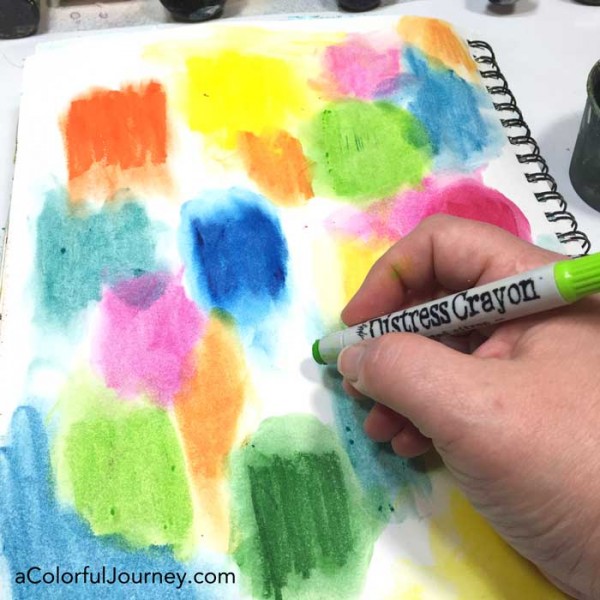 What are distress crayons from TIm Holtz? Video showing how to use them in an art journal and what pens will write on it by Carolyn Dube