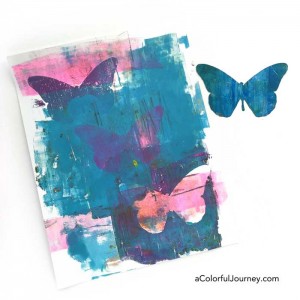 Gelli printing® with butterfly masks