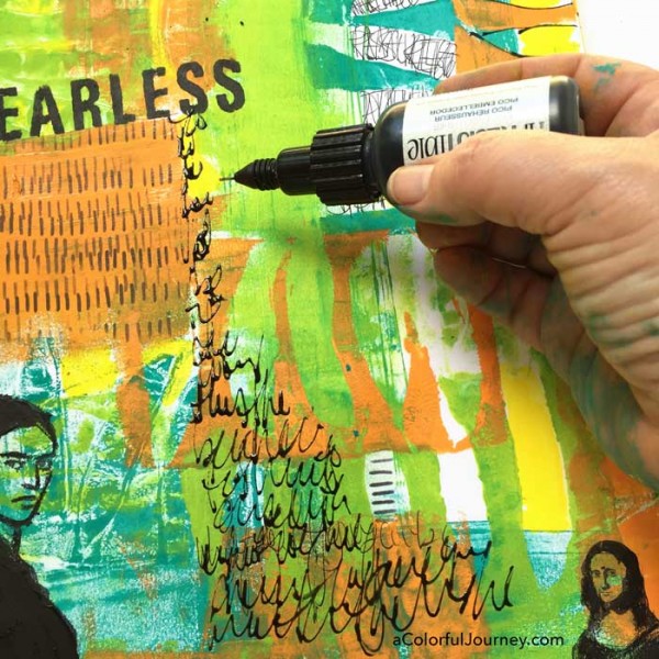 Art journaling tutorial sharing how she used a Gelli print for an art journal page