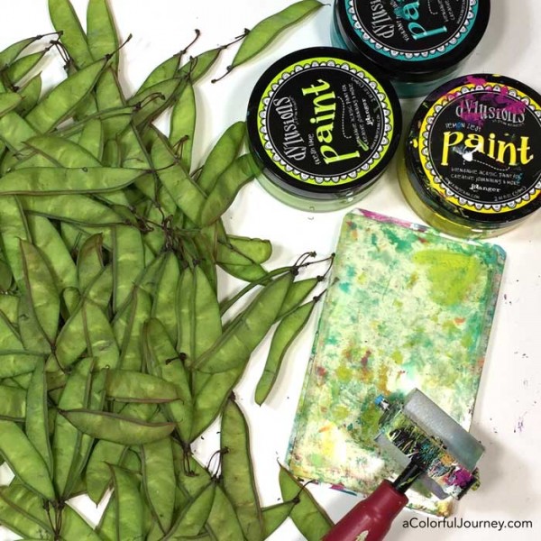 How to use seed pods for gelli printing in an art journal- video by Carolyn Dube