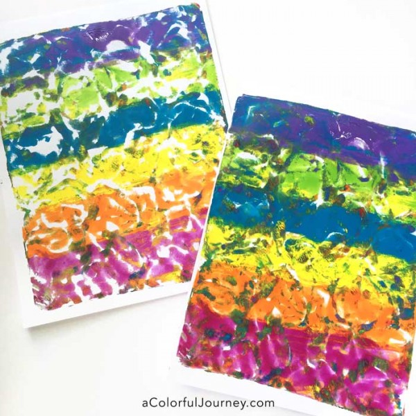 Video tutorial sharing how to use plastic balls while gelli printing® to make colorful patterns