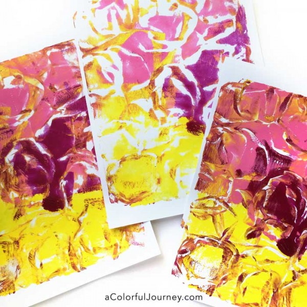 Video tutorial sharing how to use plastic balls while gelli printing® to make colorful patterns