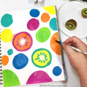 Making patterns in an art journal inspired by everyday objects video tutorial by Carolyn Dube