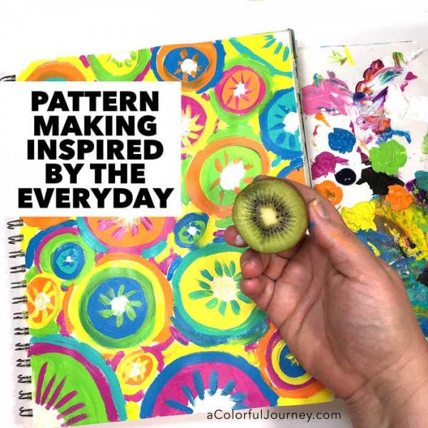 Making patterns in an art journal inspired by everyday objects video tutorial by Carolyn Dube