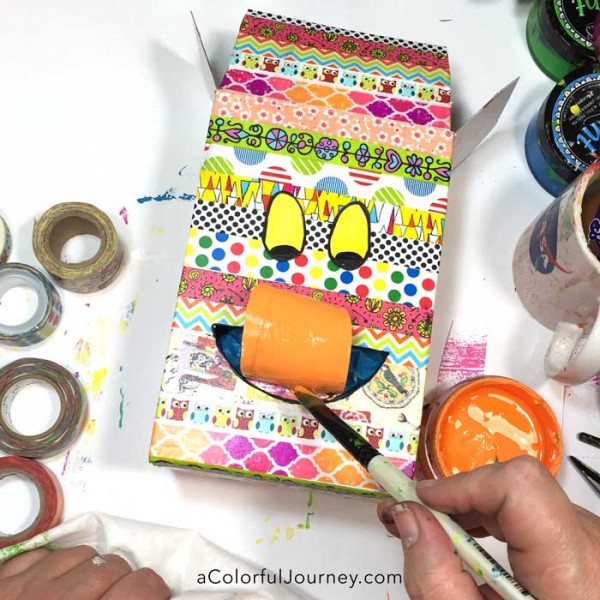 Upcycling a pasta box with washi tapes to make a fun gift box!