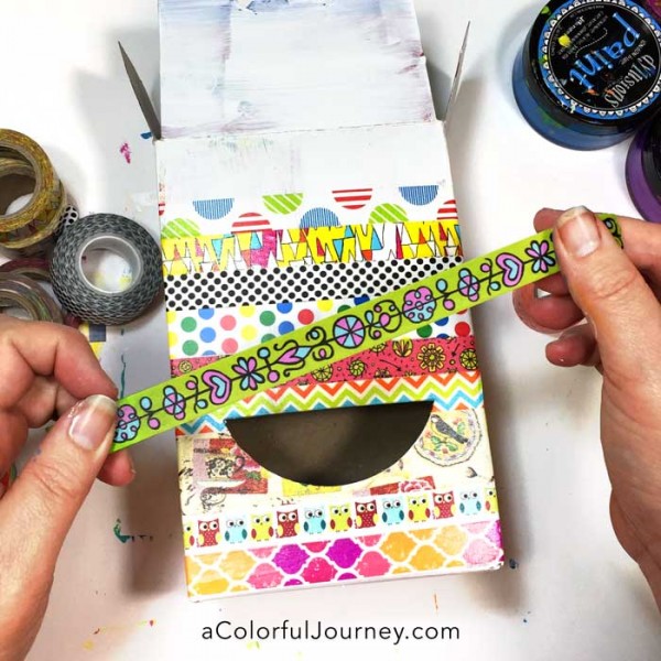 Upcycling a pasta box with washi tapes to make a fun gift box!