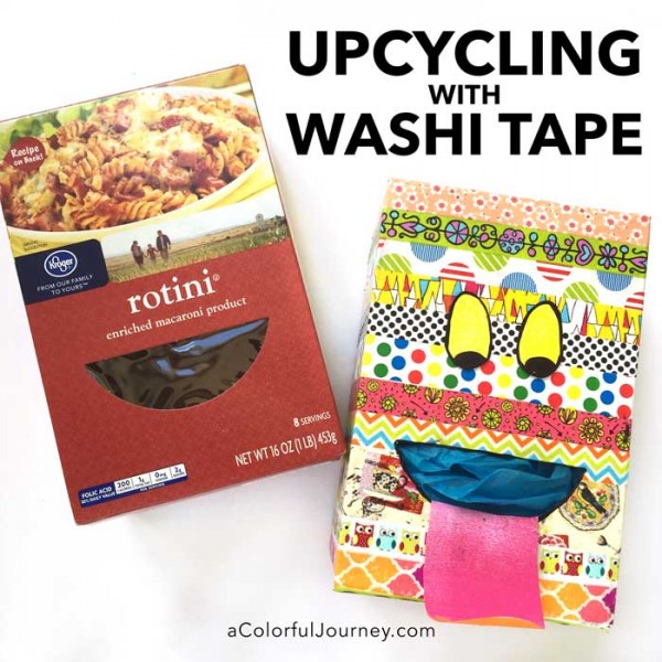 Upcycling a pasta box with washi tapes to make a fun gift box!