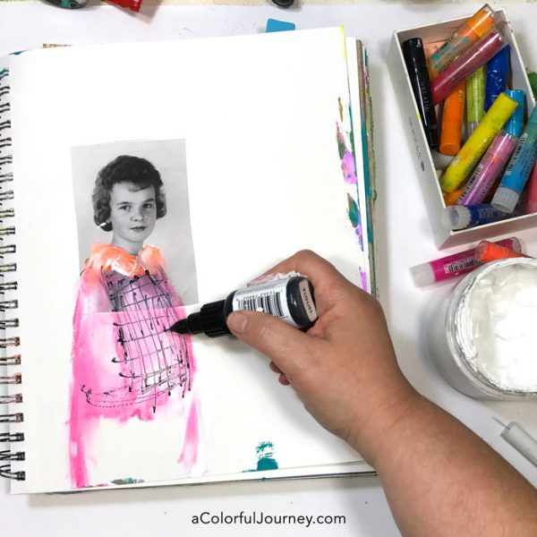 art-journaling-vintage-photos-stenciling-carolyn-dube