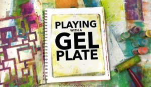 Gel printing with stencils tutorial sharing how to build up layers in an art journal by Carolyn Dube