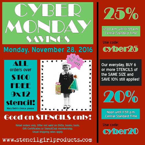 StencilGirl Cyber Monday sale!