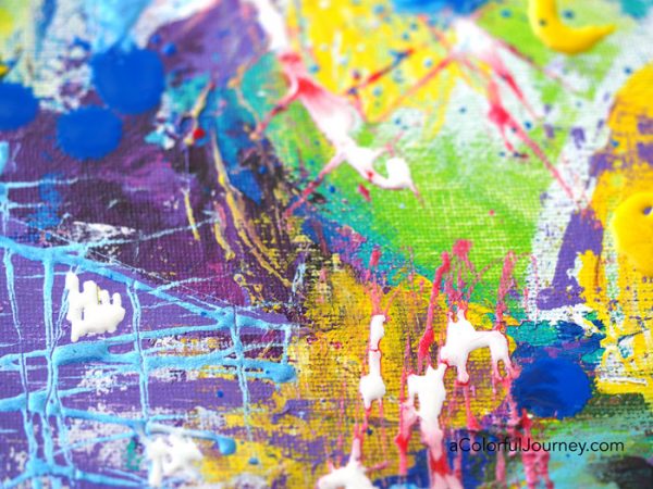 Colorful mixed media play by Carolyn Dube