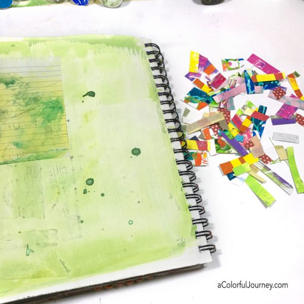 Using leftover bits to make an art journal page tutorial one oops at a time by Carolyn Dube