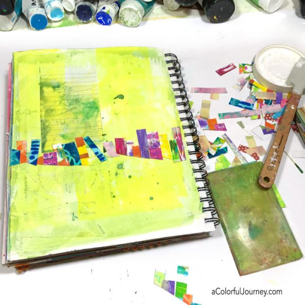 Using leftover bits to make an art journal page tutorial one oops at a time by Carolyn Dube