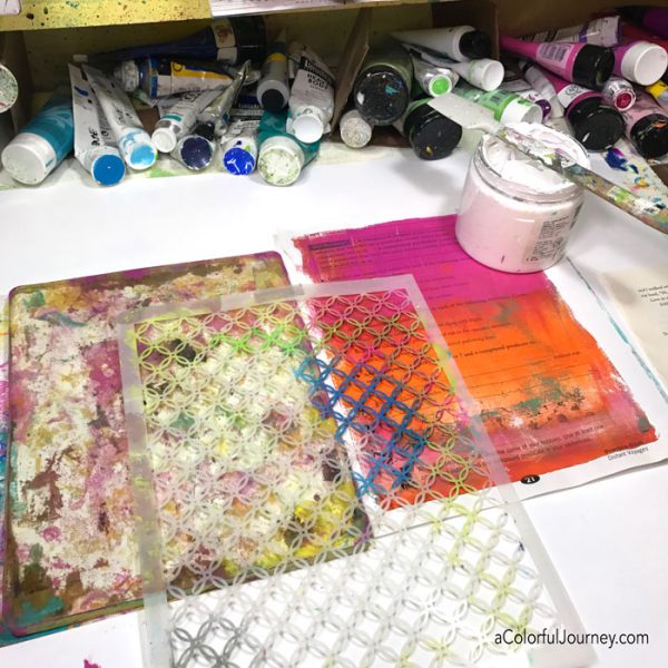 The right way to use a stencil with a gel plate - Carolyn Dube