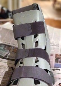 OOPS...I broke an ankle and got the boot, but decided to give it a little color by Carolyn Dube