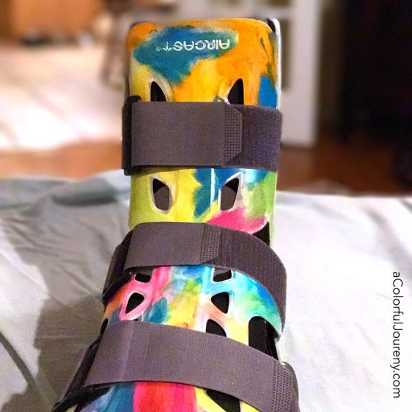 OOPS...I broke an ankle and got the boot, but decided to give it a little color by Carolyn Dube