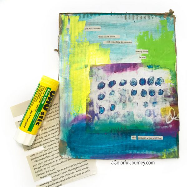 Using found poetry and a Spark of Art-spiration in an art journal page by Carolyn Dube