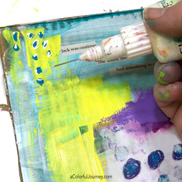 Using found poetry and a Spark of Art-spiration in an art journal page by Carolyn Dube