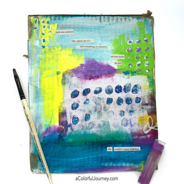 Using found poetry and a Spark of Art-spiration in an art journal page by Carolyn Dube