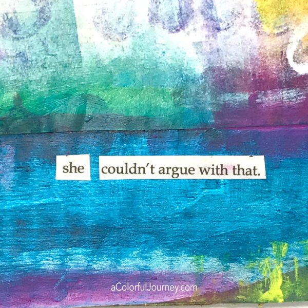 Using found poetry and a Spark of Art-spiration in an art journal page by Carolyn Dube