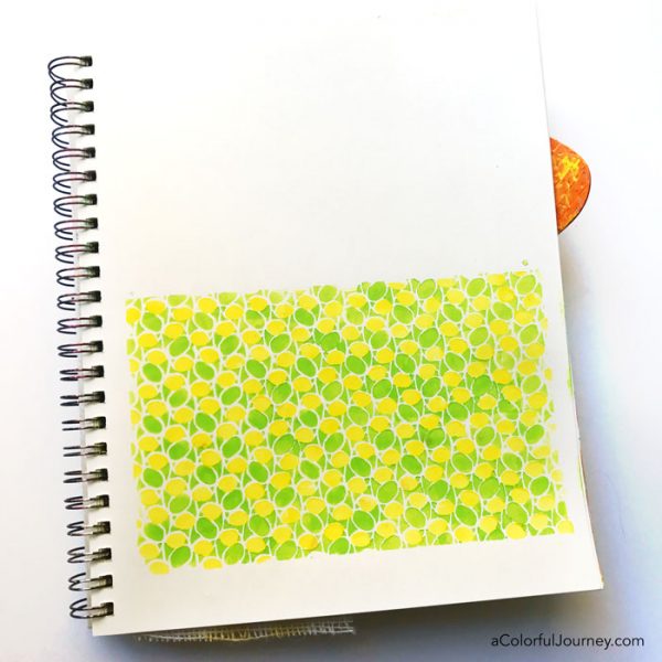 A Layered Stencil Pattern and Using deli paper in an art journal tutorial by Carolyn Dube