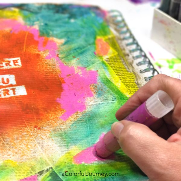 Sealing gelatos in an art journal video by Carolyn Dube