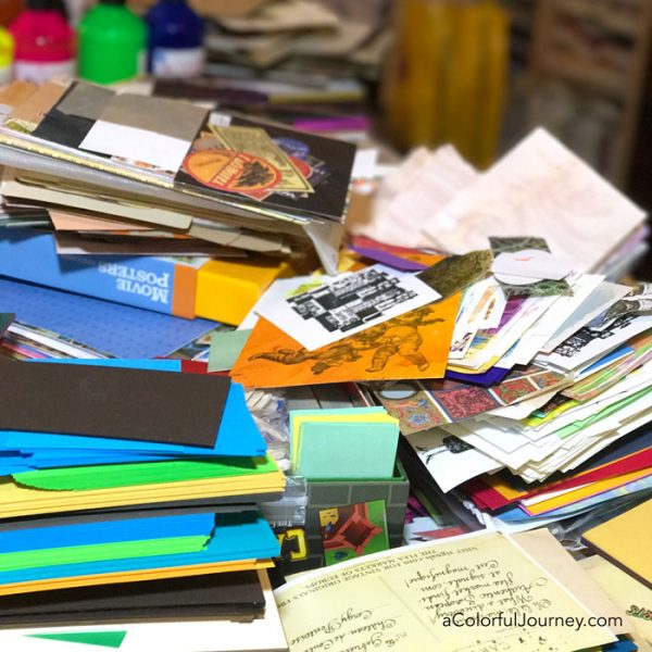 The process of purging my art studio, getting rid of unused supplies, and finding a few messages along the way by Carolyn Dube 