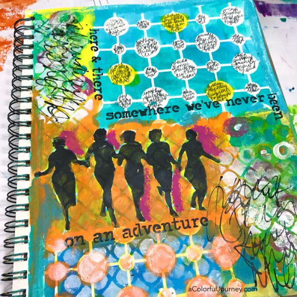 The Black Paint OOPS in my Art Journal that started with stenciling video by Carolyn Dube