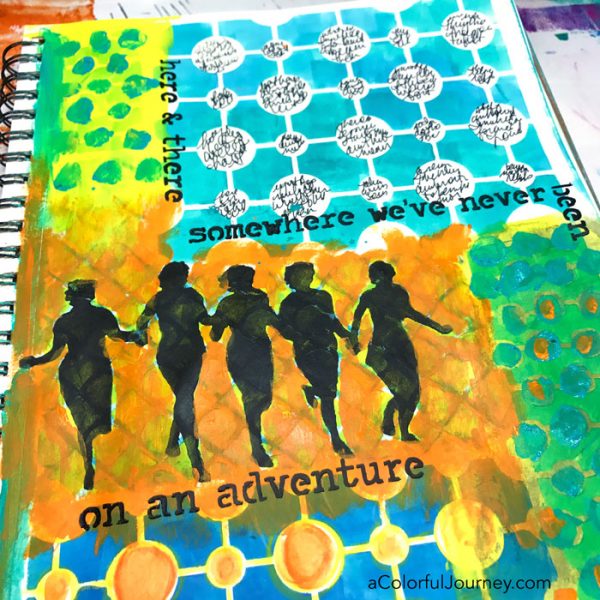 The Black Paint OOPS in my Art Journal that started with stenciling video by Carolyn Dube
