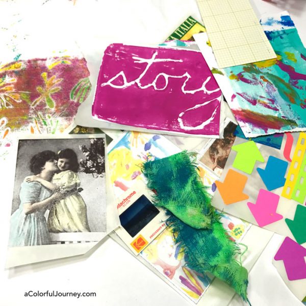 That perfect project never came as I played in my art journal with gelatos and hoarded collage goodies.